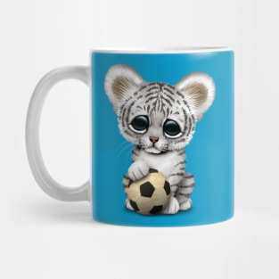 White Tiger Cub With Football Soccer Ball Mug